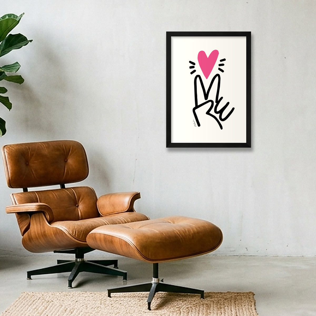 Peace & Love Graphic Art - Giclée Print — A3 (30×42cm, 12×17") Black Frame