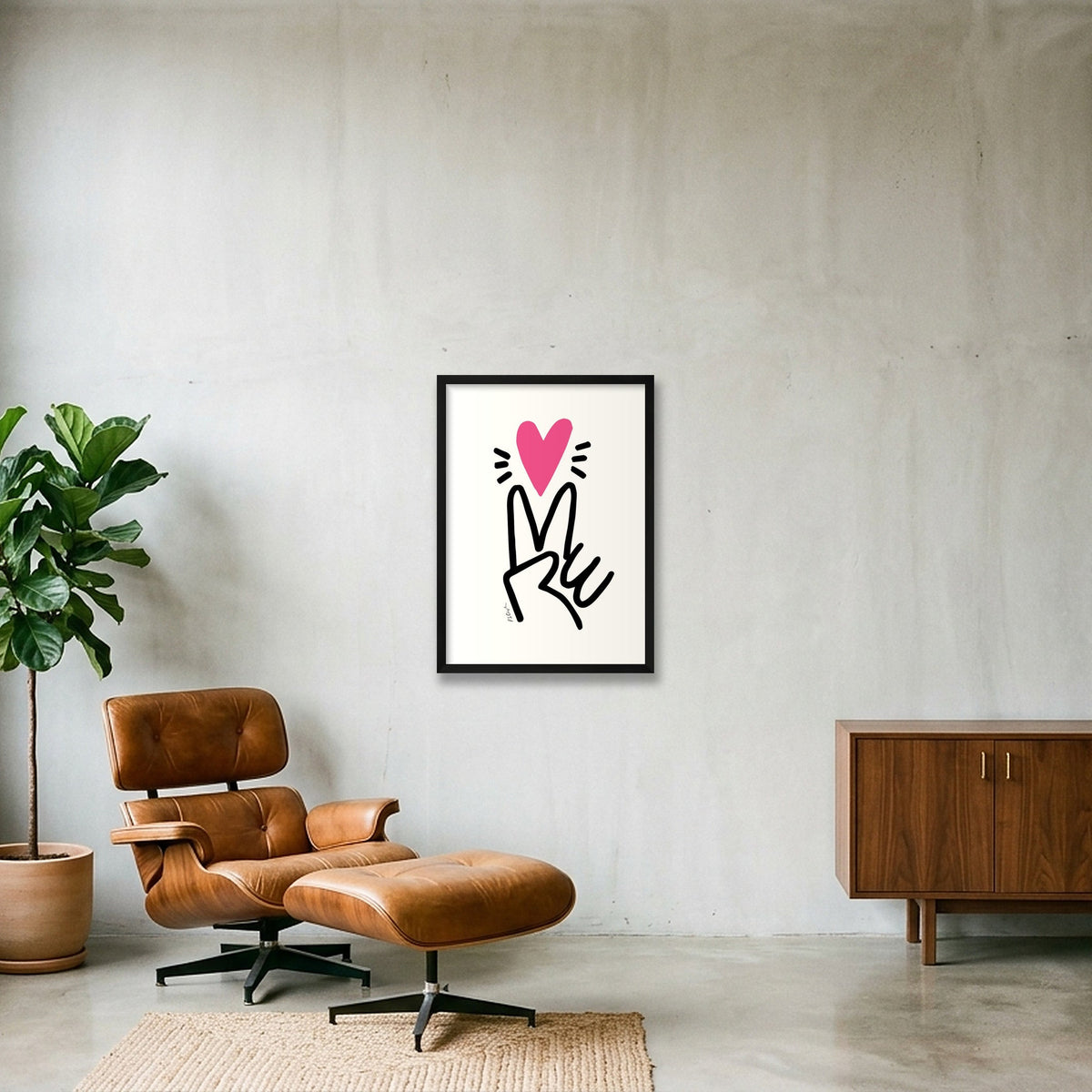 Peace & Love Graphic Art - Giclée Print — 42×59cm, 17×23" Black Frame