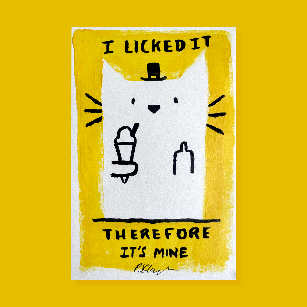 I Licked It Cat Original Art Painting
