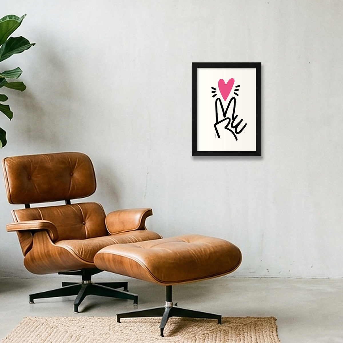 Peace & Love Graphic Art - Giclée Print — A4 (21×30cm, 8×12") Black Frame