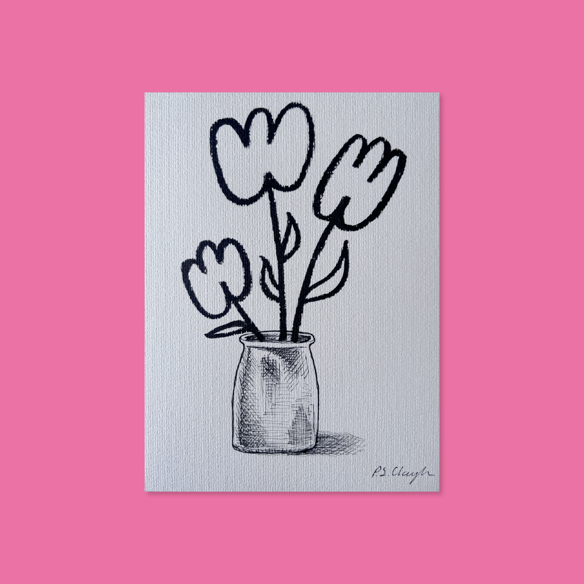 Flowers in Pot Original Art Painting
