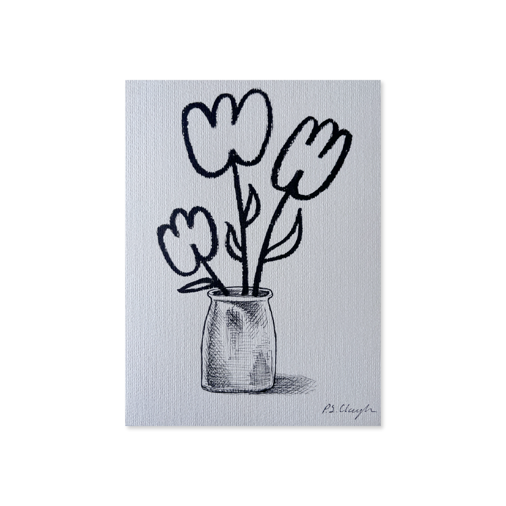 Flowers in Pot Original Art Painting