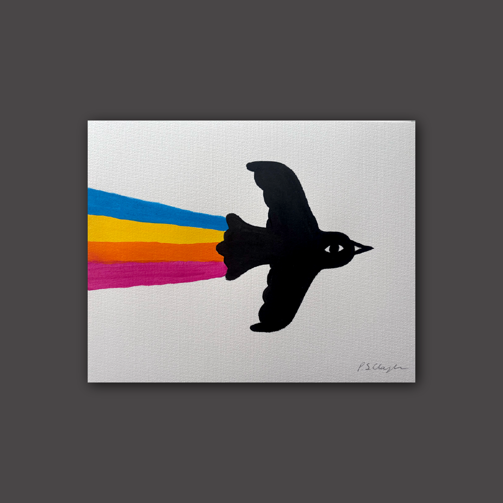 Rainbow Black Bird Original Art Painting