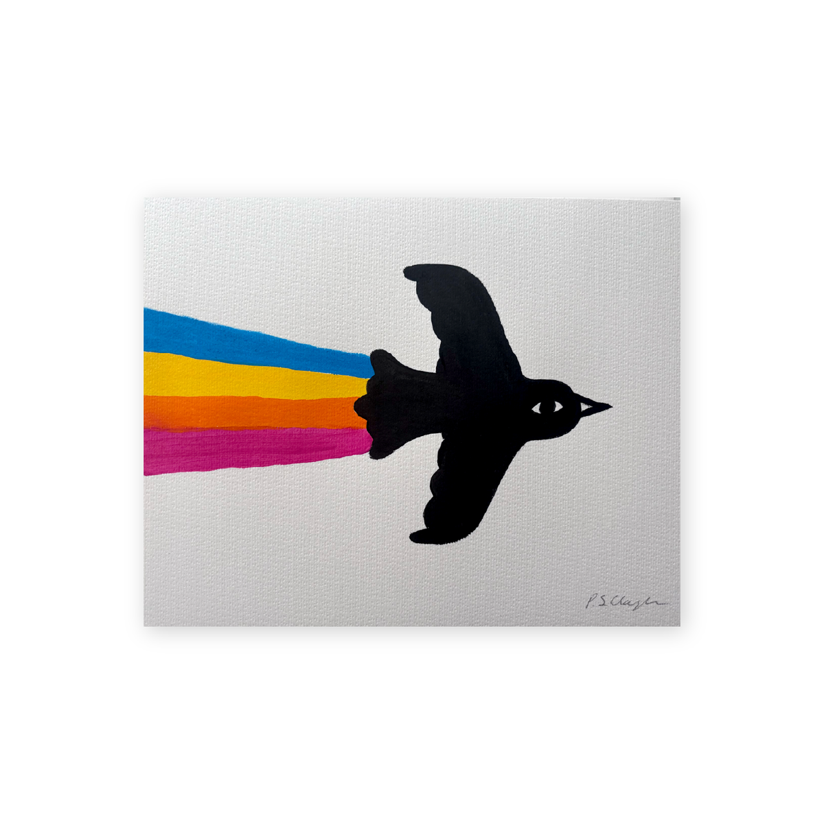 Rainbow Black Bird Original Art Painting